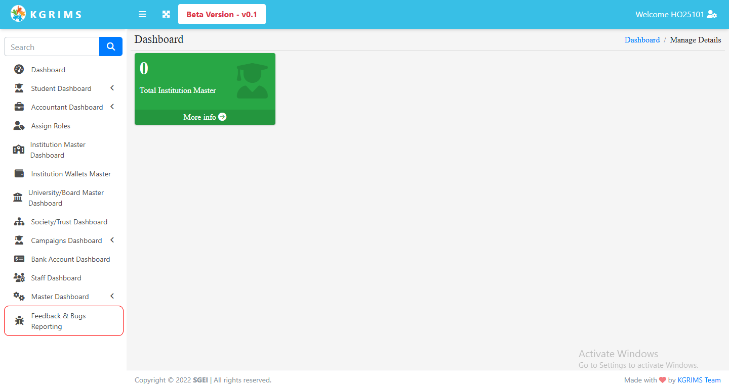 Multi-Institute Dashboard